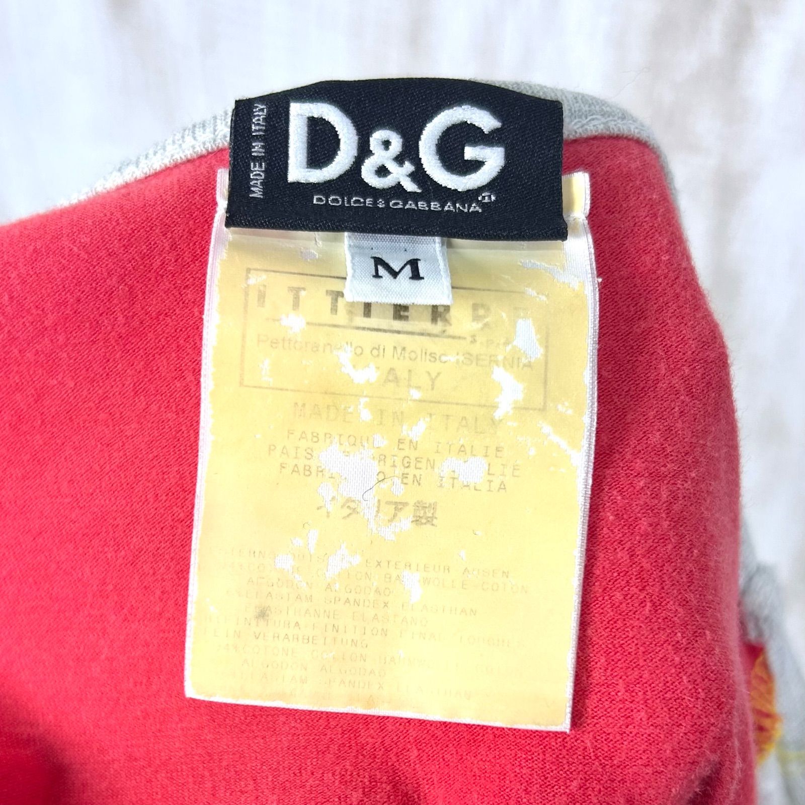 00s D&G DOLCE&GABBANA ドルチェアンドガッバーナ 鯉 マルチカラー ロンT イエロー y2k｜長袖