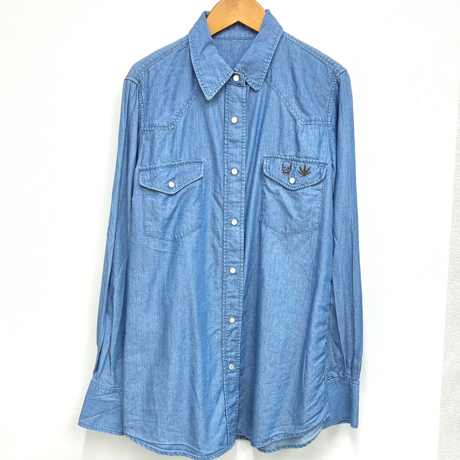 ルシアンペラフィネ lucien pellat-finet】長袖 スカル刺繍シャツ 