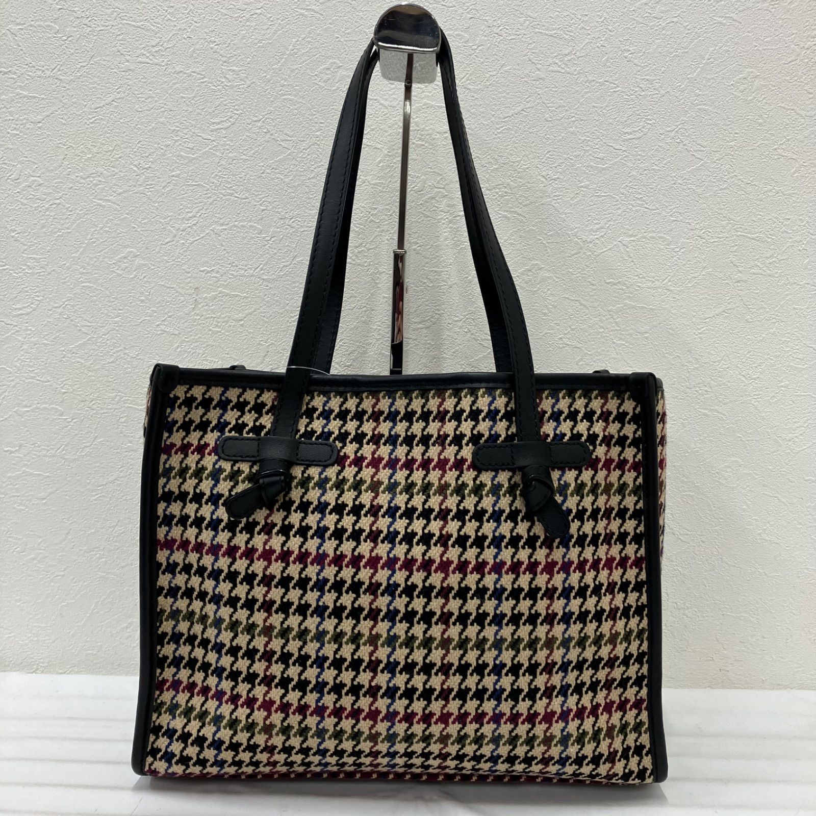 Y3269 GIANNI CHIARINI ジャンニキャリーニ ジャンニキアリーニ トートバッグ マルッチェラ MARCELLA 千鳥格子 千鳥柄 ブラック 黒 ベージュ レディース シンプル きれいめ ハンドバッグ
