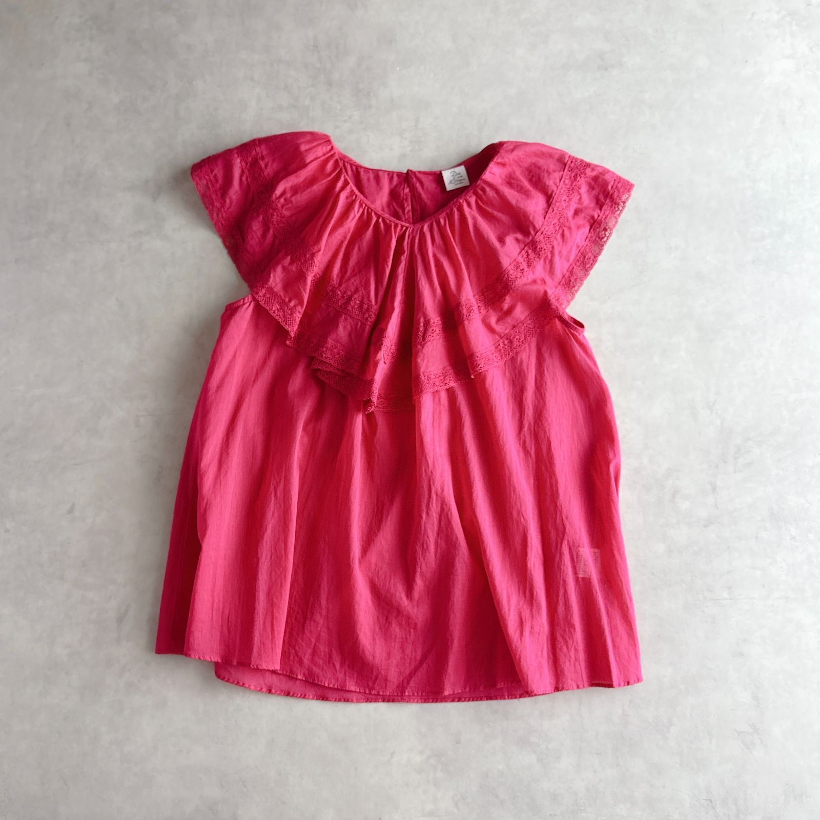 極美品 / Dot&Stripes(CHILD WOMAN) ドット&ストライプス(チャイルドウーマン) / 80ボイルレース ケープカラーノースリーブブラウス / レディース F フリーサイズ / ピンク / 日本製 / トップス
