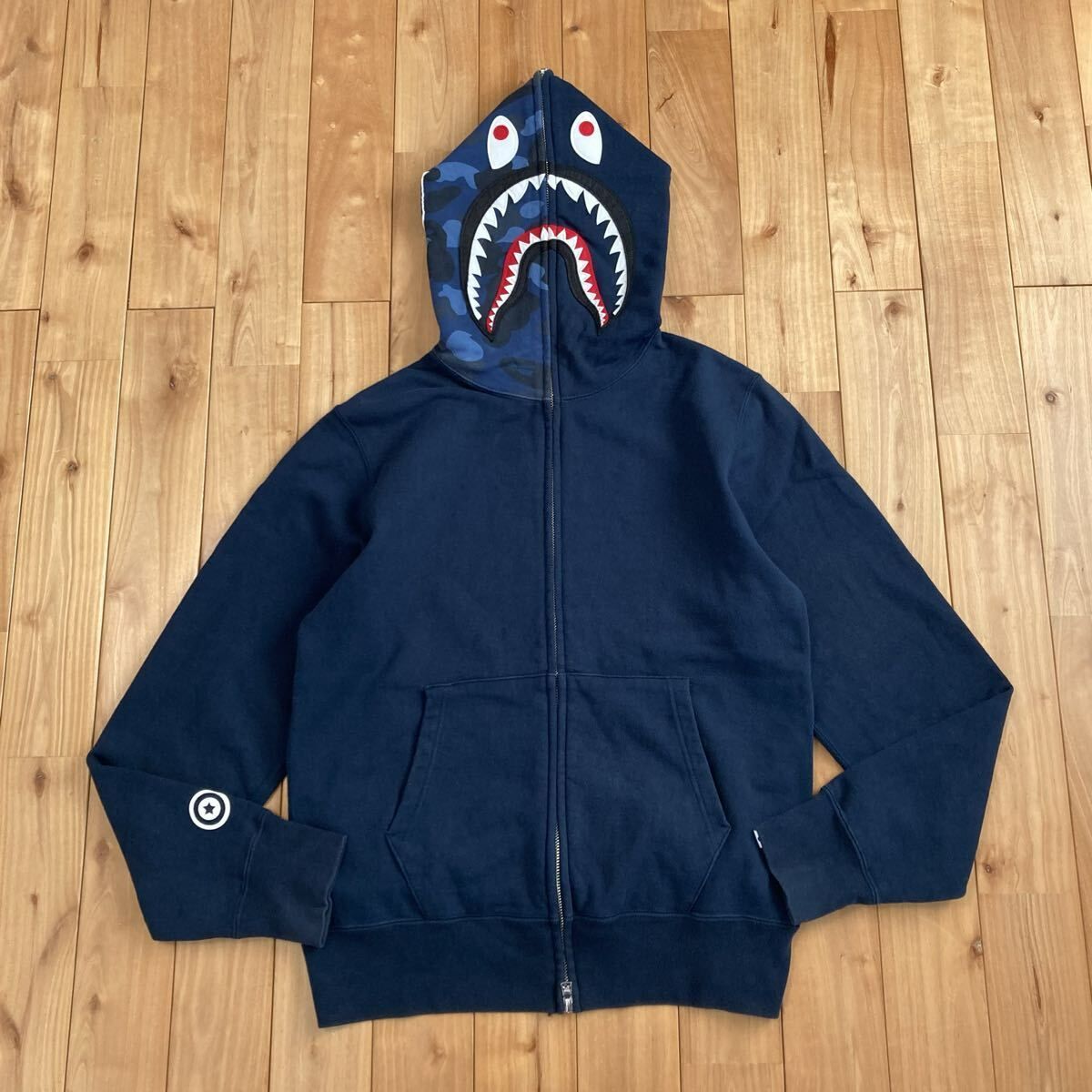 Blue Camo × NAVY シャーク パーカー Mサイズ shark full zip hoodie a