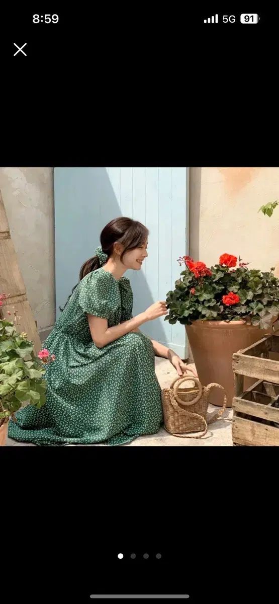 アットランス 小花 シフォン ロング ワンピース