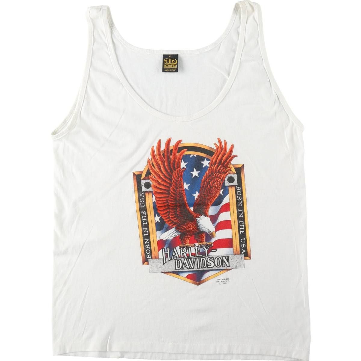 古着 90年代 3D EMBLEM Harley-Davidson ハーレーダビッドソン モーターサイクル バイクTシャツ USA製 メンズXL相当/evb034524