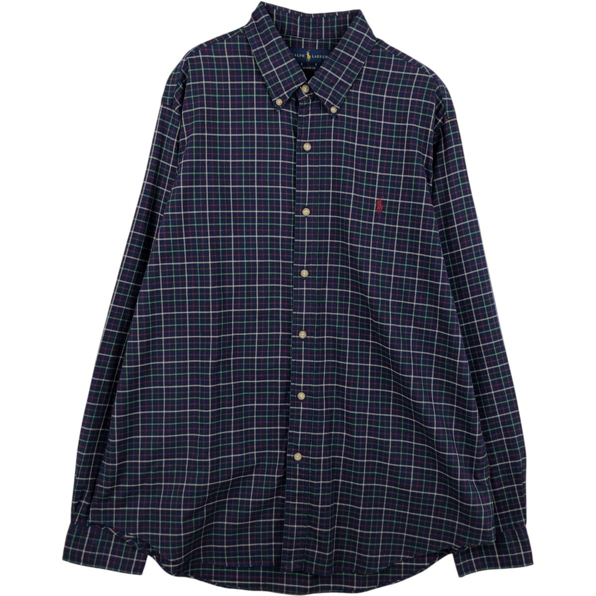 古着 ラルフローレン Ralph Lauren CLASSIC FIT 長袖 ボタンダウンチェックシャツ メンズXL相当/eaa634856 6,354円