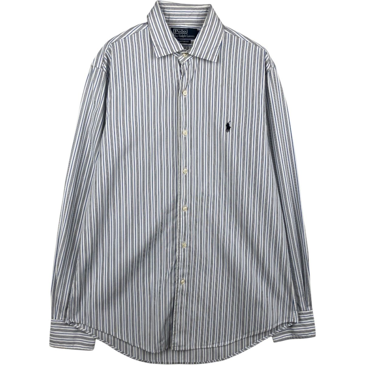 古着 ラルフローレン Ralph Lauren POLO by Ralph Lauren CUSTOM FIT マルチストライプ 長袖 コットンストライプシャツ/eaa634825