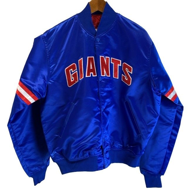【中古】　STARTER　スタジャン　ナイロンジャケット　NFL　GIANTS　ワッペン　USA製　古着　/5646