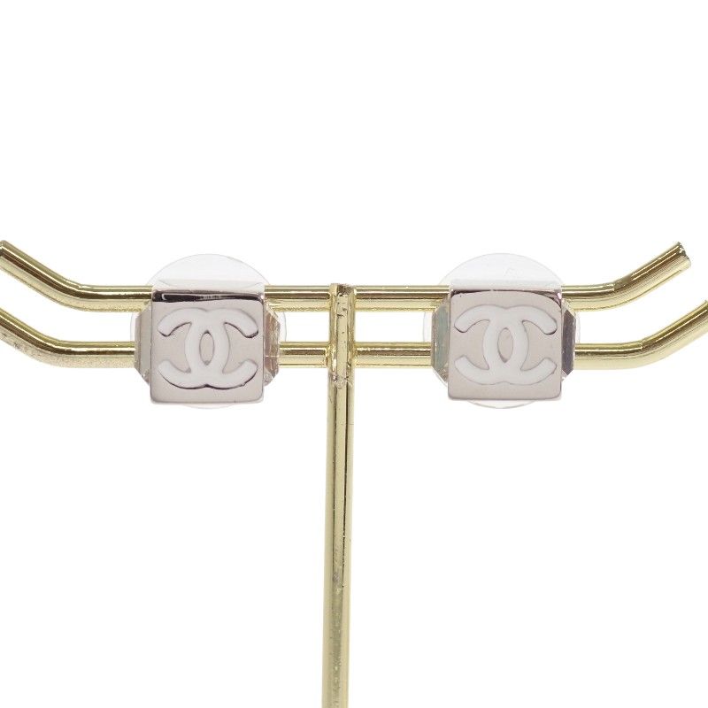 シャネル CHANEL CCキューブ スクエア B25C ピアス 両耳 スタッドピアス メタル クリスタル クリアストラス シルバー レディース【中古】【ABランク】