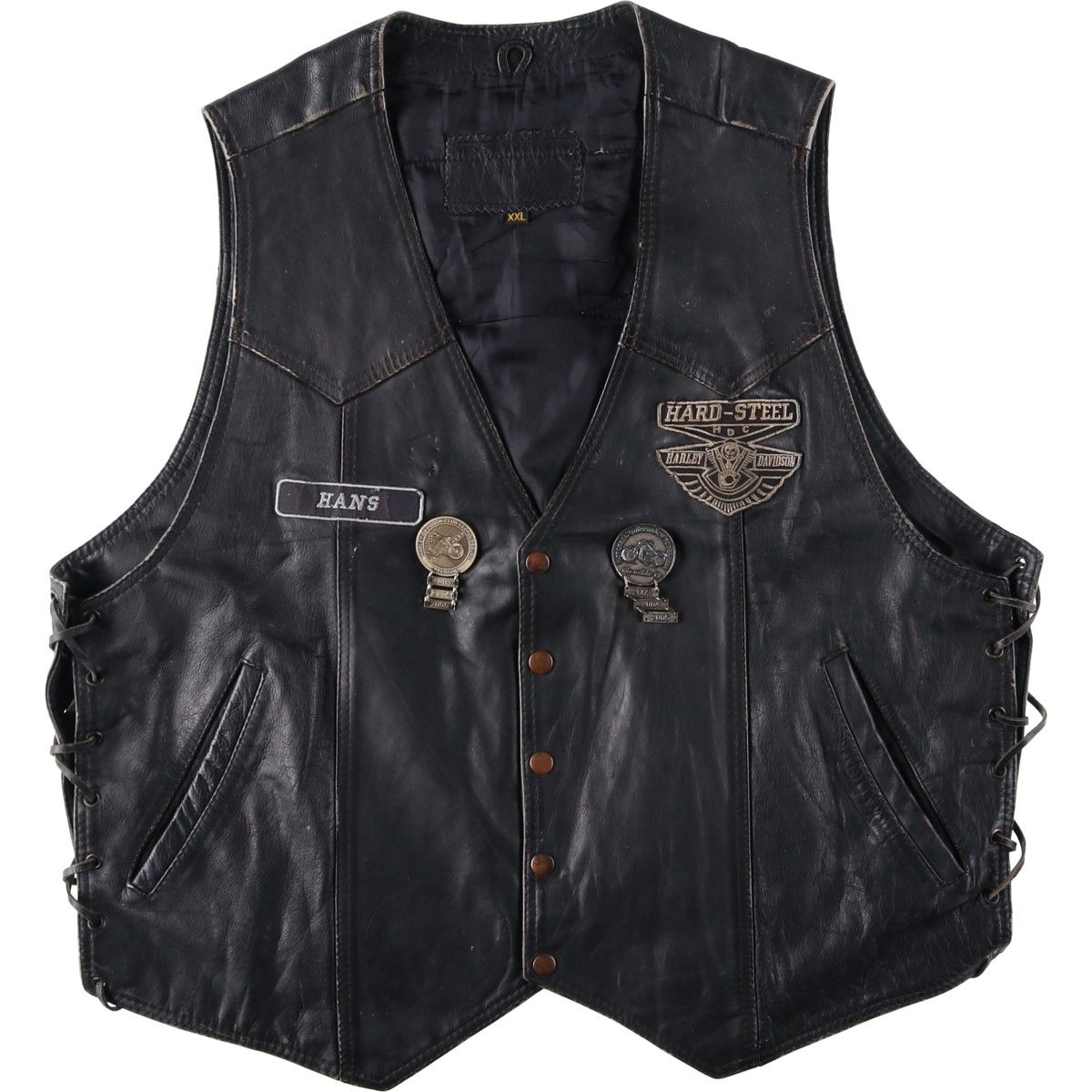 古着 ハーレーダビッドソン Harley-Davidson レースアップ レザーベスト メンズXXL相当/eaa629239