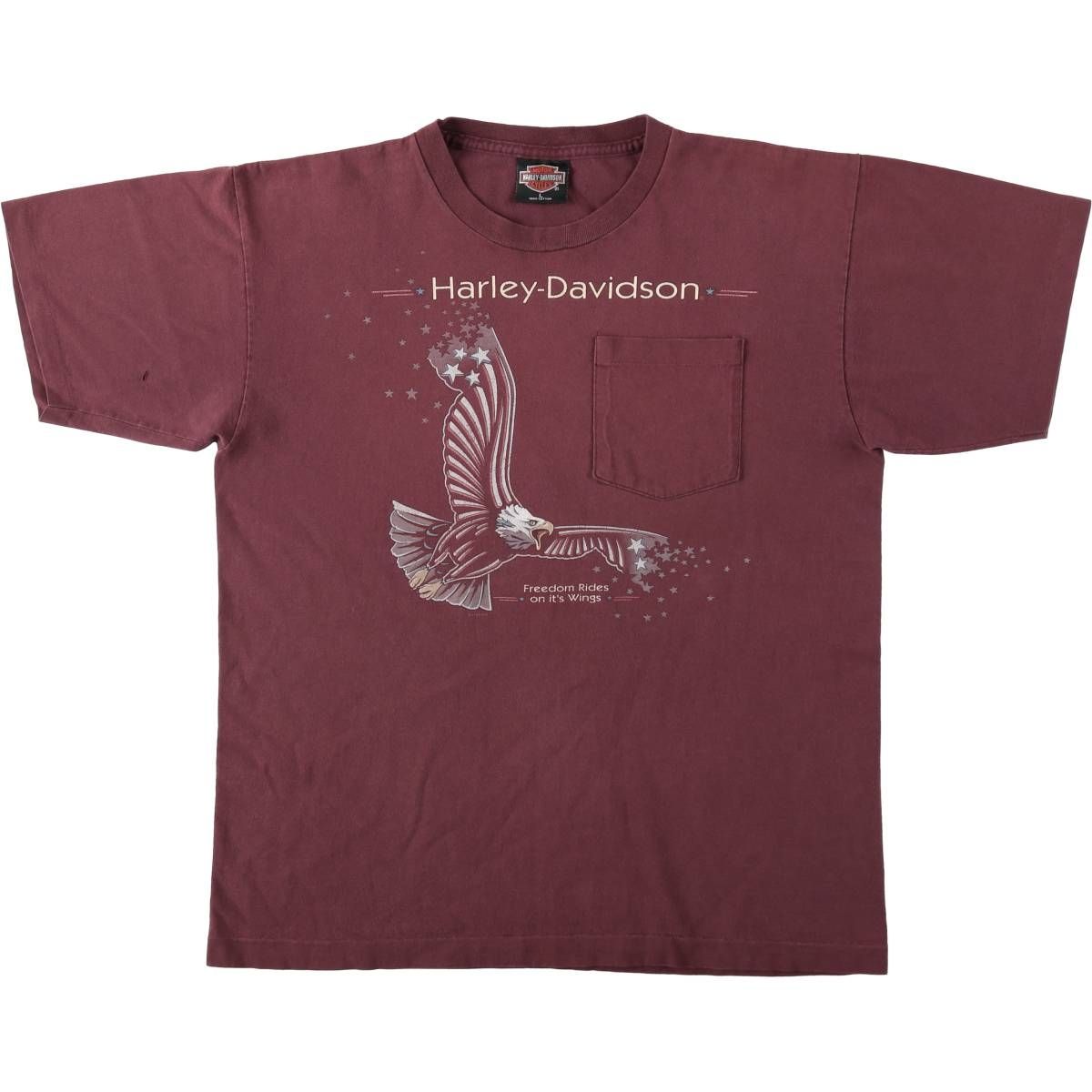 古着 90年代 ハーレーダビッドソン Harley-Davidson 鷲柄 イーグル柄 星条旗柄 モーターサイクル バイクTシャツ USA製/eaa637057