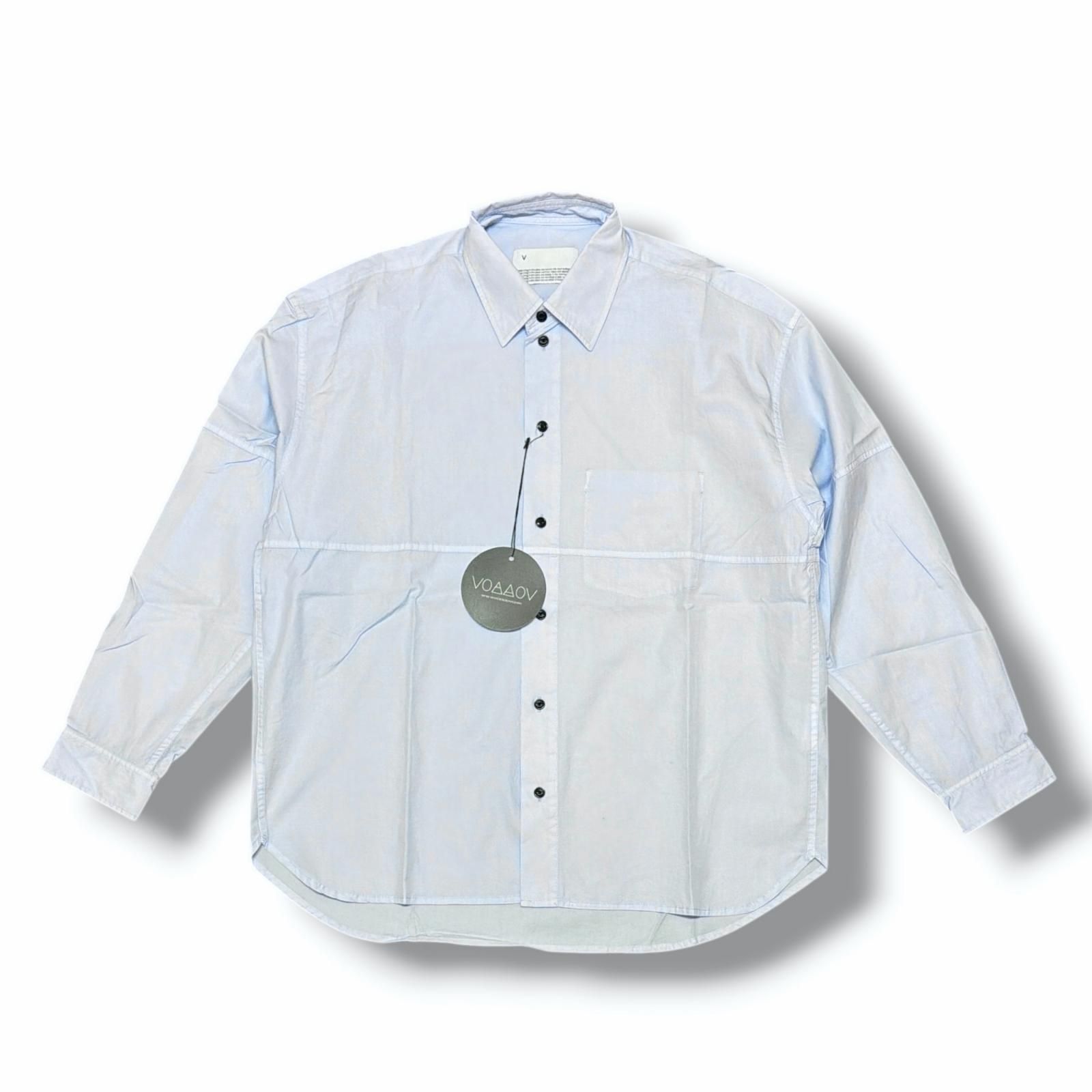 参考上代27280円 未使用 VOAAOV TWILL Long Sleeve Shirt ツイルロングスリーブシャツ 長袖シャツ ヴォアーブ VOSH-N31 サックス 1 （12030M）