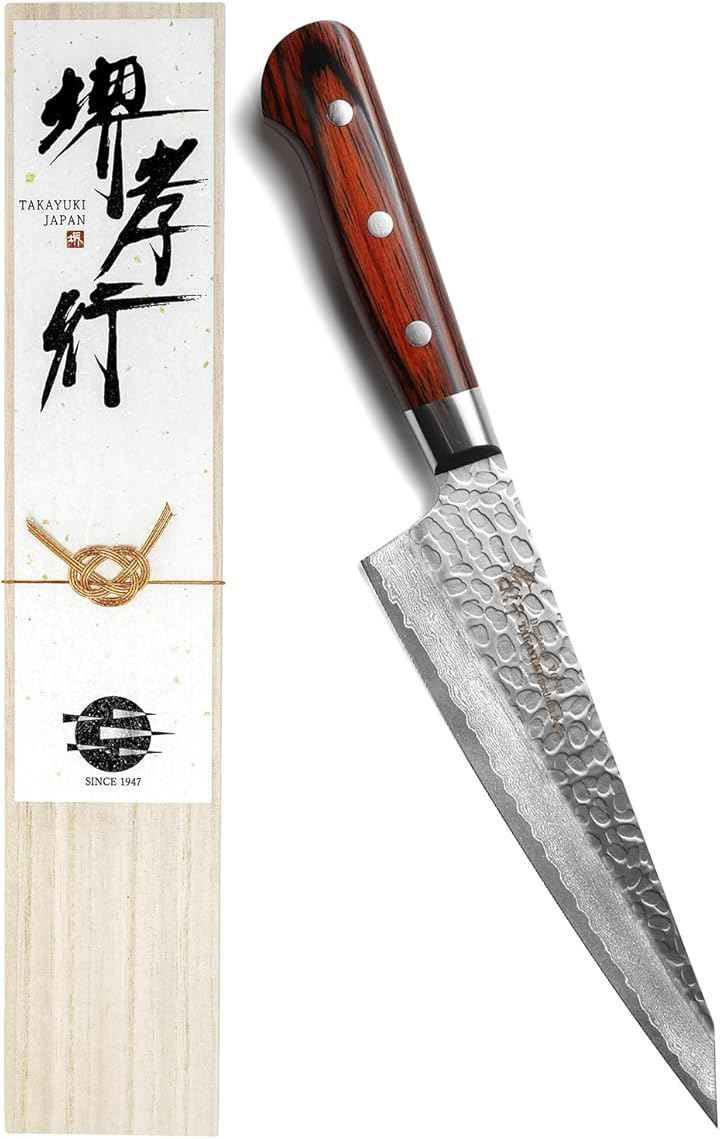 KitcheNavi 堺孝行 プロの料理人が愛用。600年の伝統技術 ダマスカス 33層槌目 サバキ東 出刃包丁 180mm マホガニー柄 日本製 ステンレス鋼 V金10号 (シルバー, 180mm)