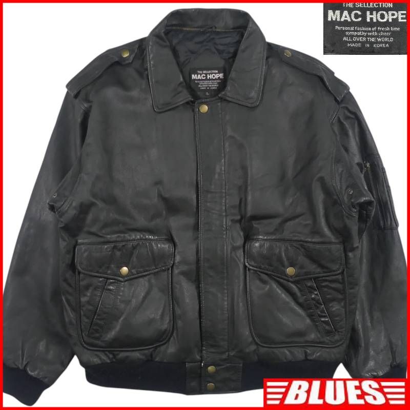 MAC HOPE マックホープ レザー G1 フライトジャケット L 黒 ブラック キルティング 本革 レザーフライトジャケット_サイズL一覧←SEULB屋着古← HS645