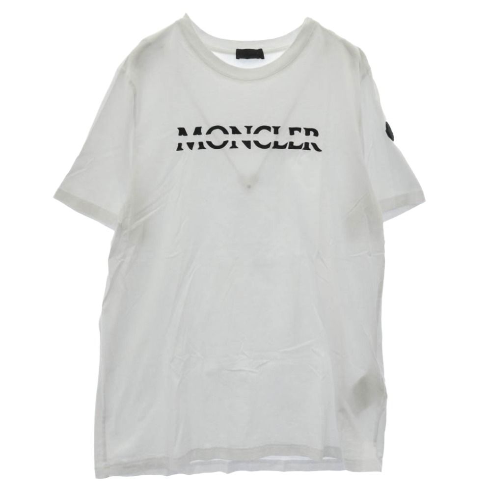 MONCLER モンクレール 22AW H20918C00008 829H8 SS T-SHIRT ラバー ロゴ ワッペン フロント 刺繍 カット ロゴ 半袖 Tシャツ TEE ホワイト系 S【中古】