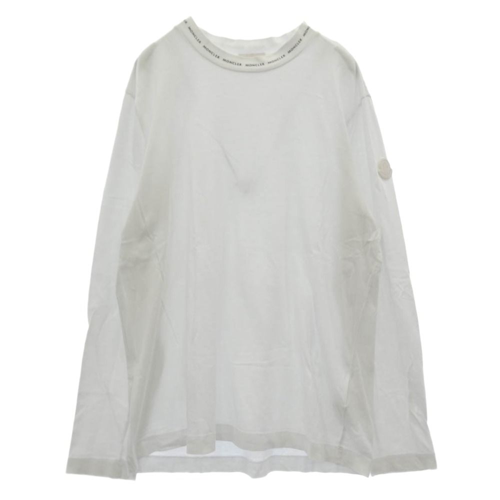 MONCLER モンクレール 22SS H10918D00007 8390T LS TSHIRT ネック ロゴプリント ショルダーワッペン クルーネック 長袖 Ｔシャツ カットソー ホワイト系 S【中古】