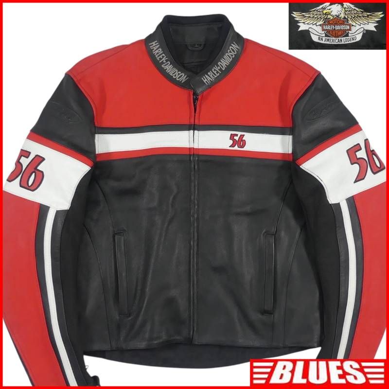 ハーレーシングルライダース　L HARLEY DAVIDSON ハーレーダビッドソンライダースジャケット L 黒 赤