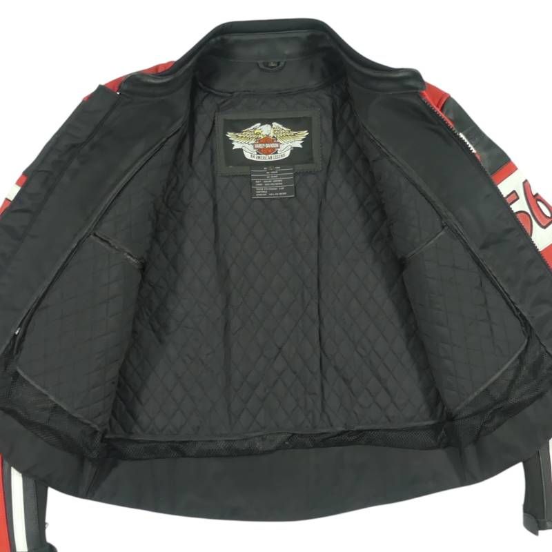 ハーレーシングルライダース　L HARLEY DAVIDSON ハーレーダビッドソンライダースジャケット L 黒 赤