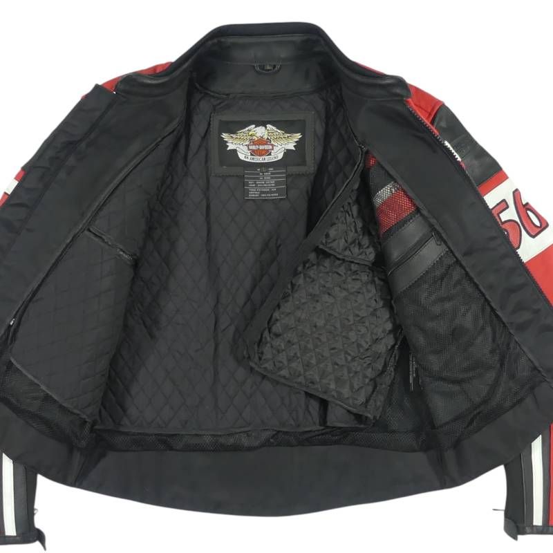 HARLEY DAVIDSON ハーレーダビッドソンライダースジャケット L 黒 赤