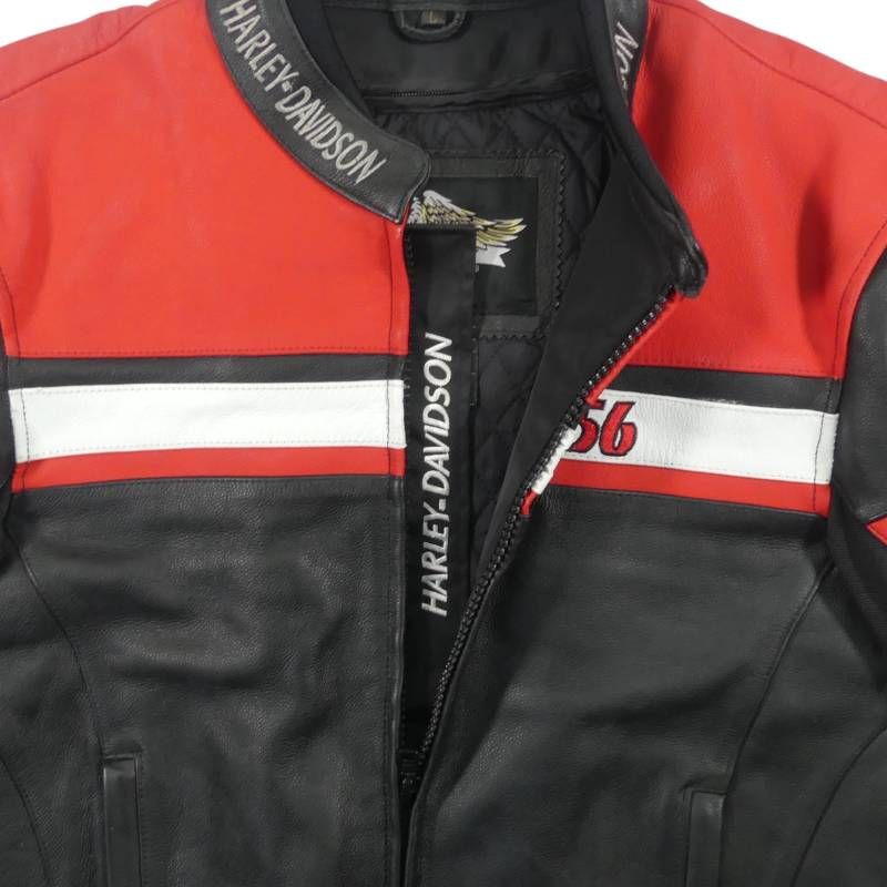 HARLEY DAVIDSON ハーレーダビッドソンライダースジャケット L 黒 赤