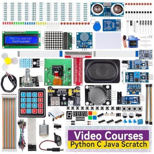 SunFounder Raspberry Pi 用のスターターキット究極版, ラズベリーパイ5 4B 3B+ 400用, Python C Java Scratch Node.js, オンライン詳細マニュアル, 161学習レッスン, 337ア 3f1211c6