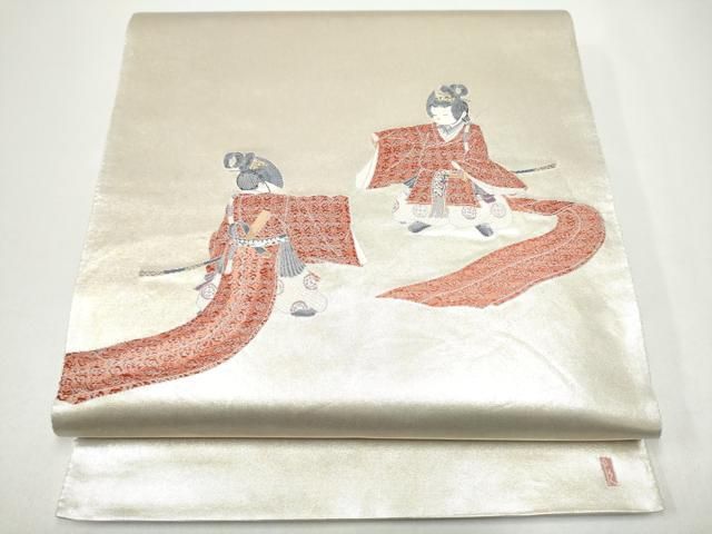 平和屋着物●加賀友禅の巨匠　初代　由水十久　西陣　長嶋成織物　ながしま帯　太鼓柄袋帯　童子遊び　瀞銀錦　正絹　逸品　CABG9018hy 27,885円