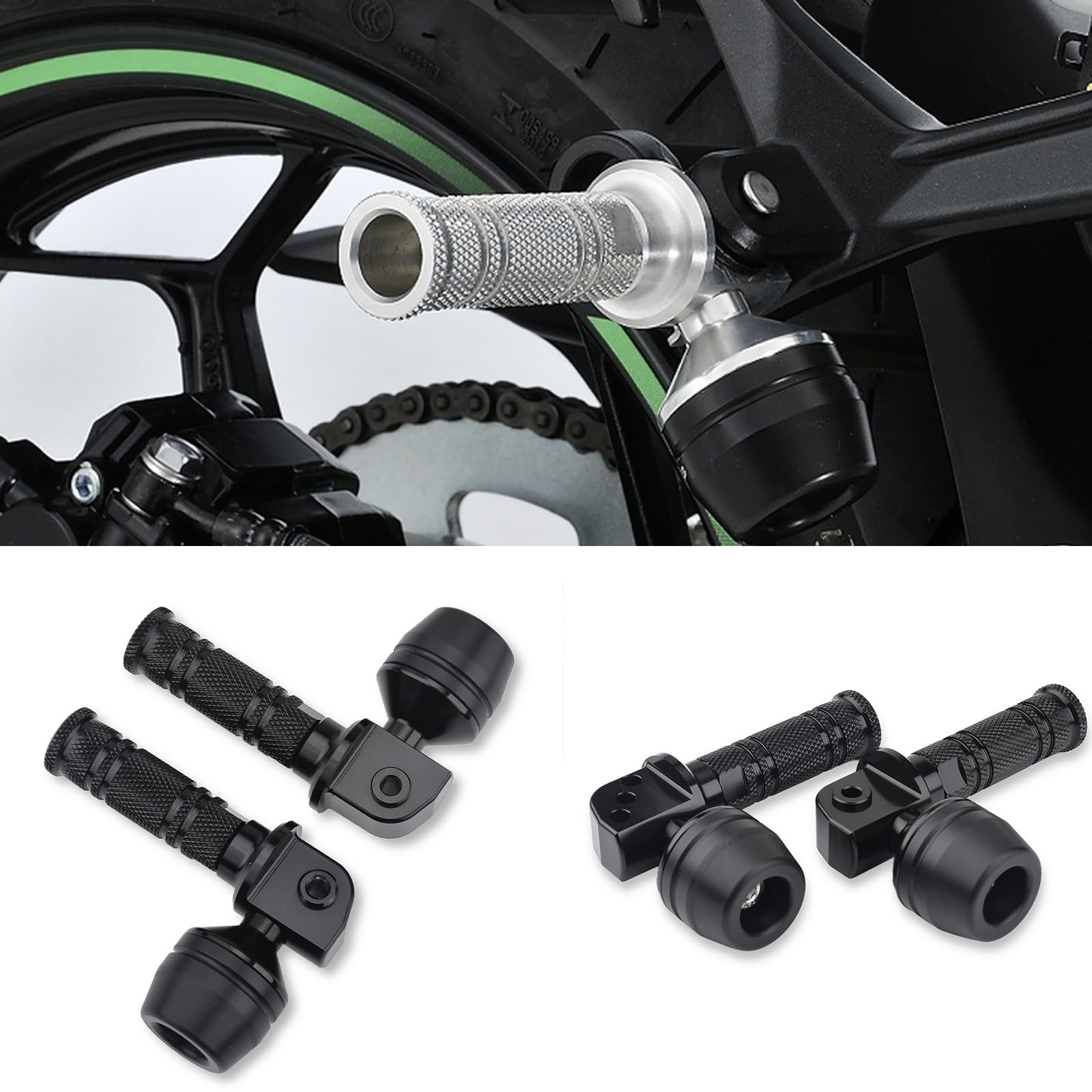 LEDISHUN タンデムステップ スライダー カワサキ Z650 Z750 Z750S Z800 Z900 Z900RS/Cafe に適用 アルミ 左右セット (ブラック)