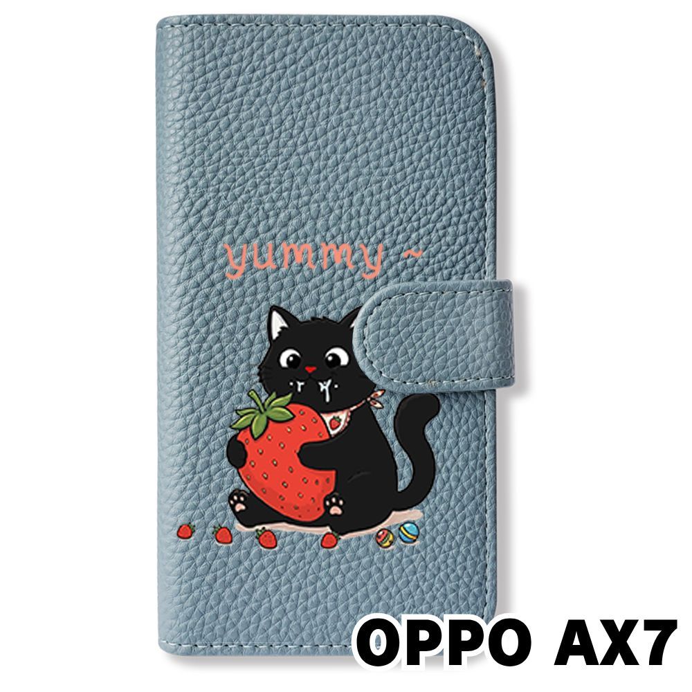 新品未使用】 OPPO AX7 手帳型スマホ ケース カバー (色：ブルーグレー