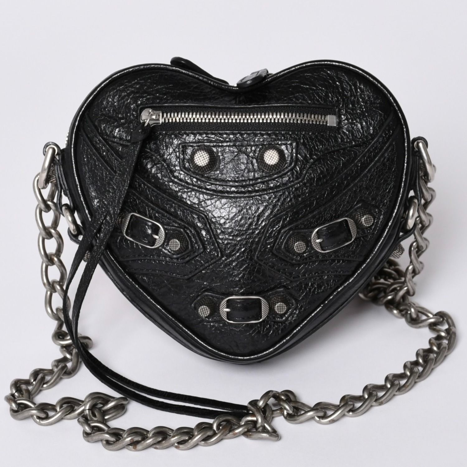 BALENCIAGA バレンシアガ LE CAGOLE ハート ミニ バッグ Le Cagole Heart Mini leather crossbody bag in white - Balenciaga
