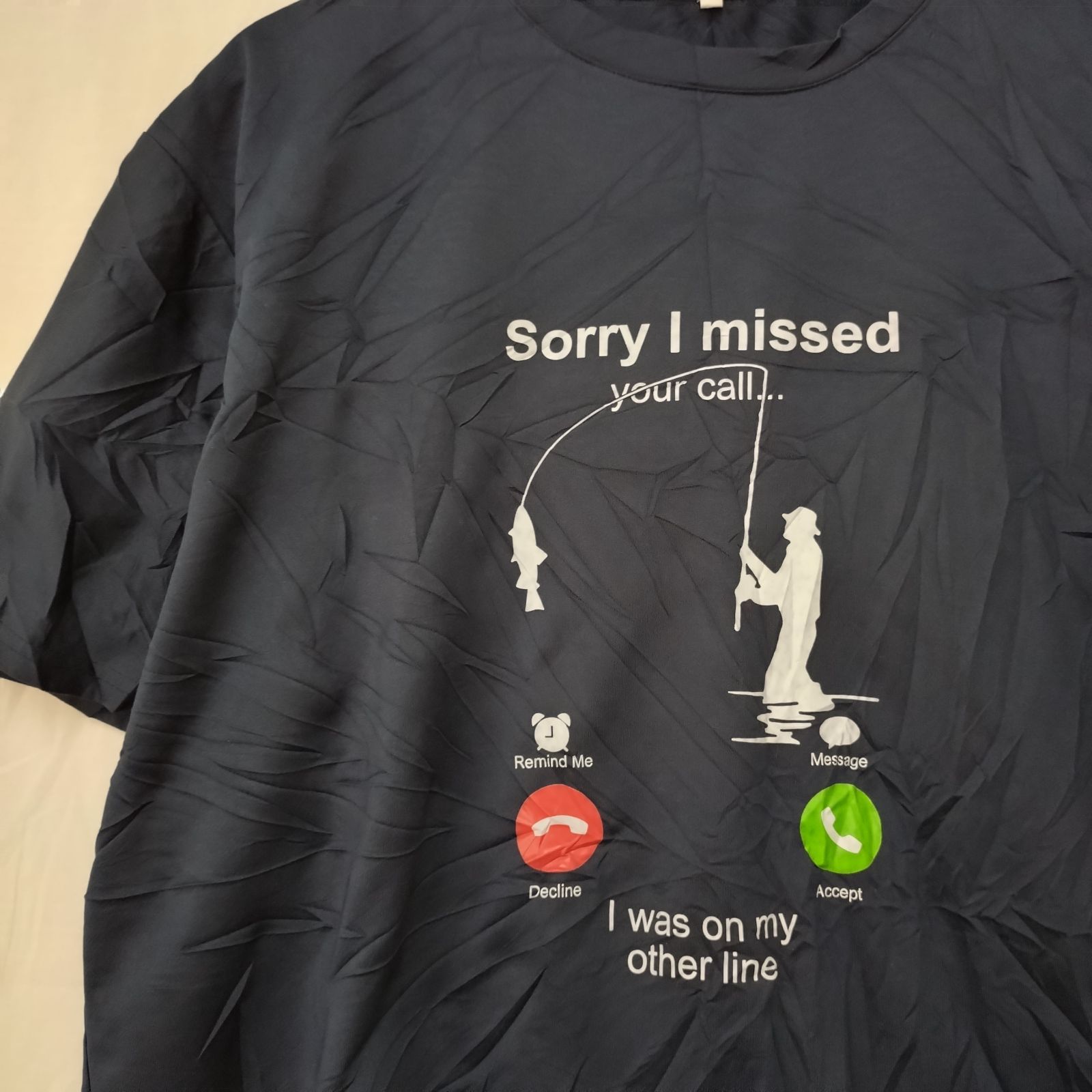 メッセージ釣りおもしろネタTシャツ ネイビーアメリカ古着79 - メルカリ