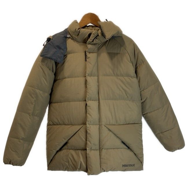 【中古】 Marmot ダウンジャケット ナイロンジャンパー フード フルジップ 無地 アウトドア 古着 /1152