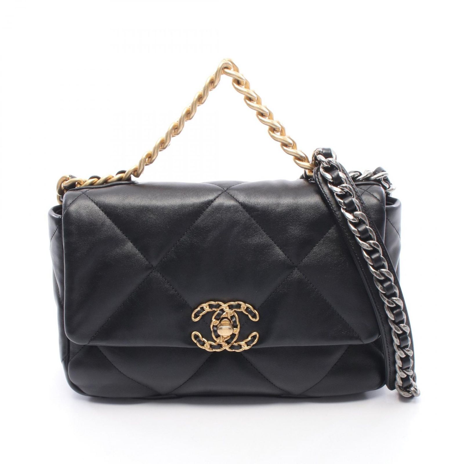 シャネル CHANEL ショルダーバッグ 19 ディズヌフ マトラッセ 2WAY AS1160 ブラック レザー CHANEL19 マトラッセ チェーンショルダー レディース Used A