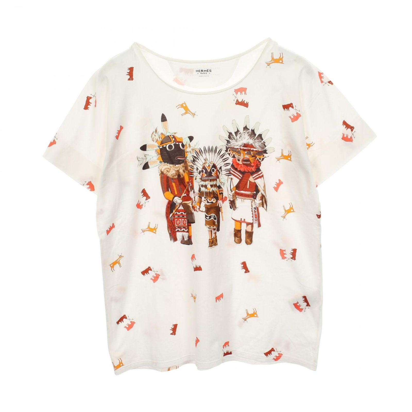 エルメス HERMES 半袖Tシャツ カチナ コットン Tシャツ レディース Used A