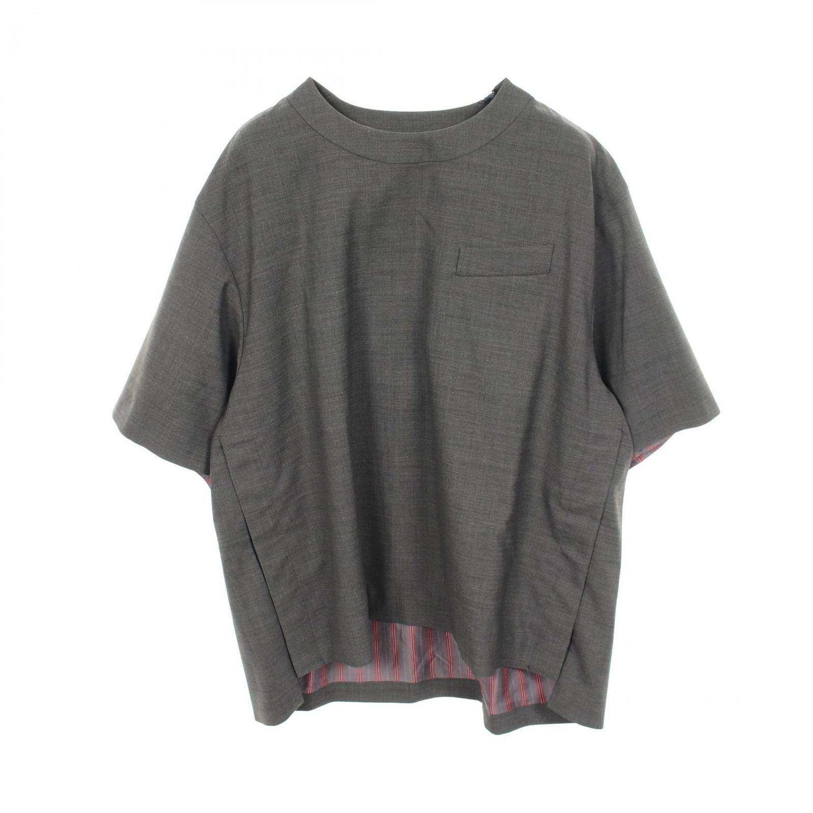 サカイ Sacai カットソー SUITING PULLOVER 半袖 グレー ウール カットソー メンズ Used A
