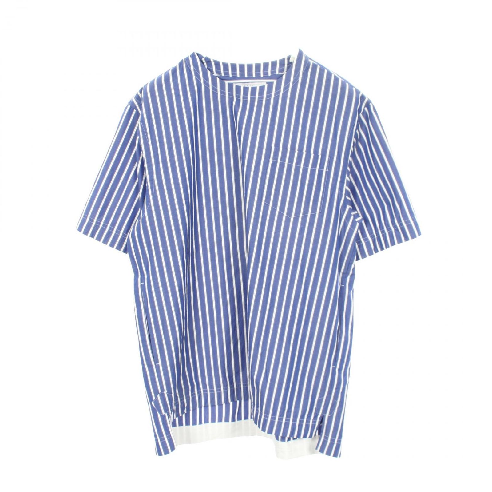 サカイ Sacai カットソー ストライプ 半袖 ブルー コットン カットソー メンズ Used A