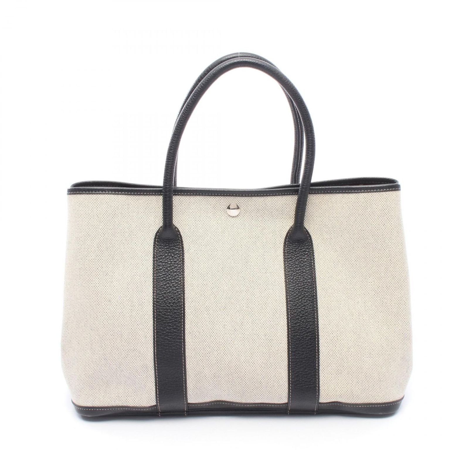 エルメス HERMES トートバッグ ガーデンパーティPM オプティカルH エクリュ/ブラック レザー キャンバス ガーデンパーティPM オプティカルH エクリュ/ブラック