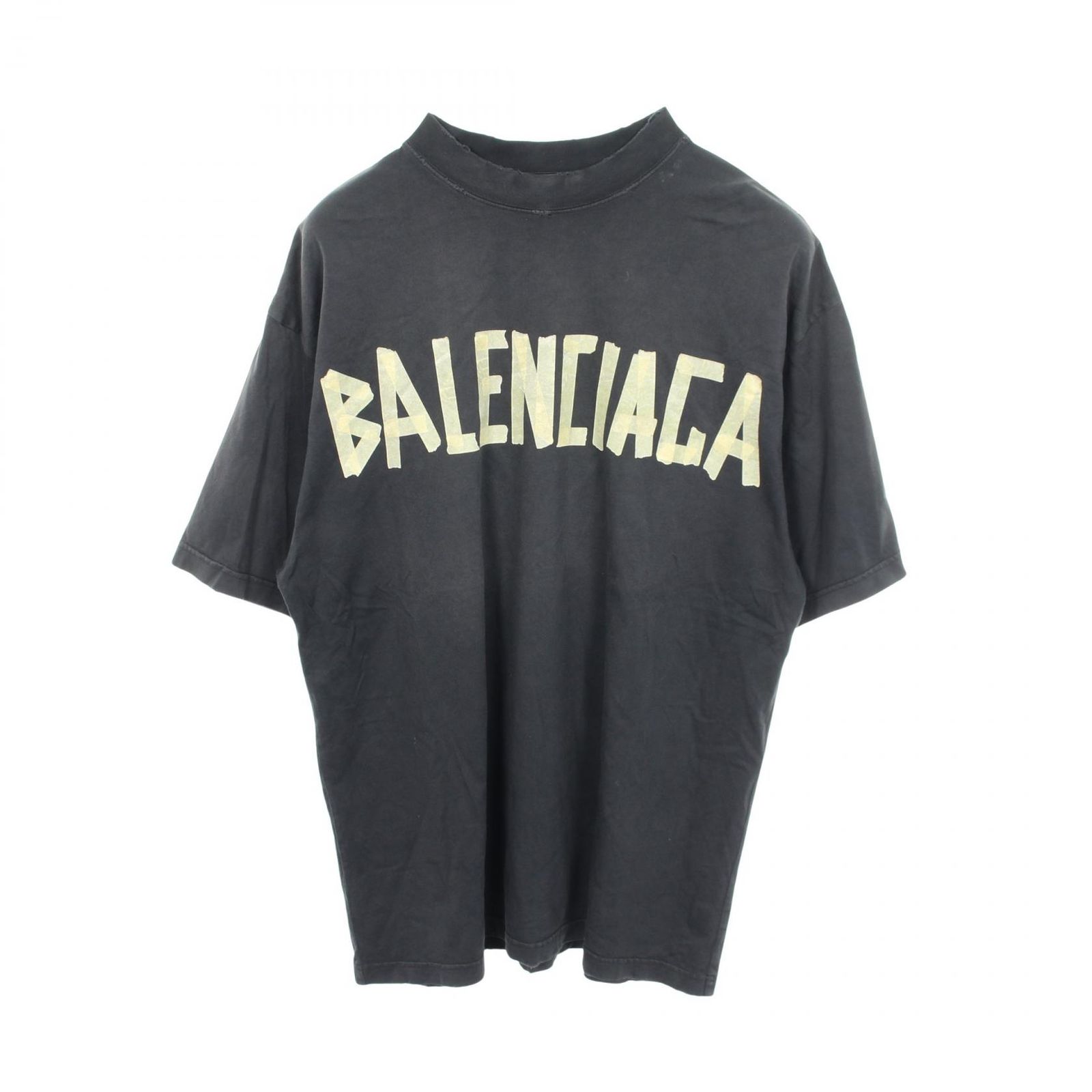 バレンシアガ BALENCIAGA 半袖Tシャツ TAPE TYPE ダメージ加工 739784 コットン Tシャツ ユニセックス Used A