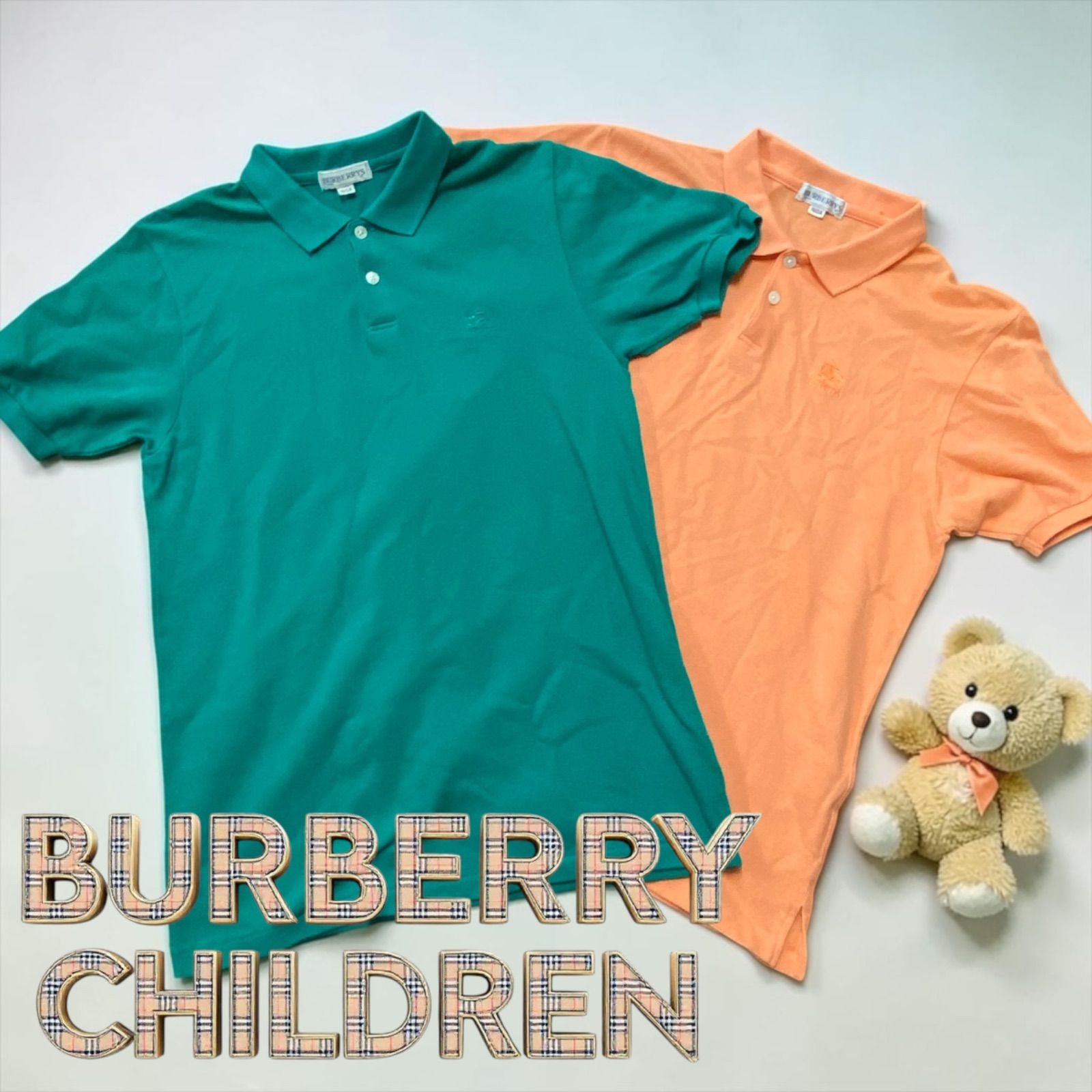BURBERRY CHILDREN バーバリーチルドレン ポロシャツ 半袖 キッズ オレンジ & グリーン　2枚セット160Aサイズ