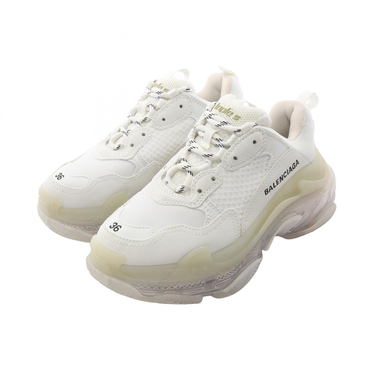 バレンシアガ BALENCIAGA スニーカー TRIPLE S トリプルS レザー スニーカー レディース Used A