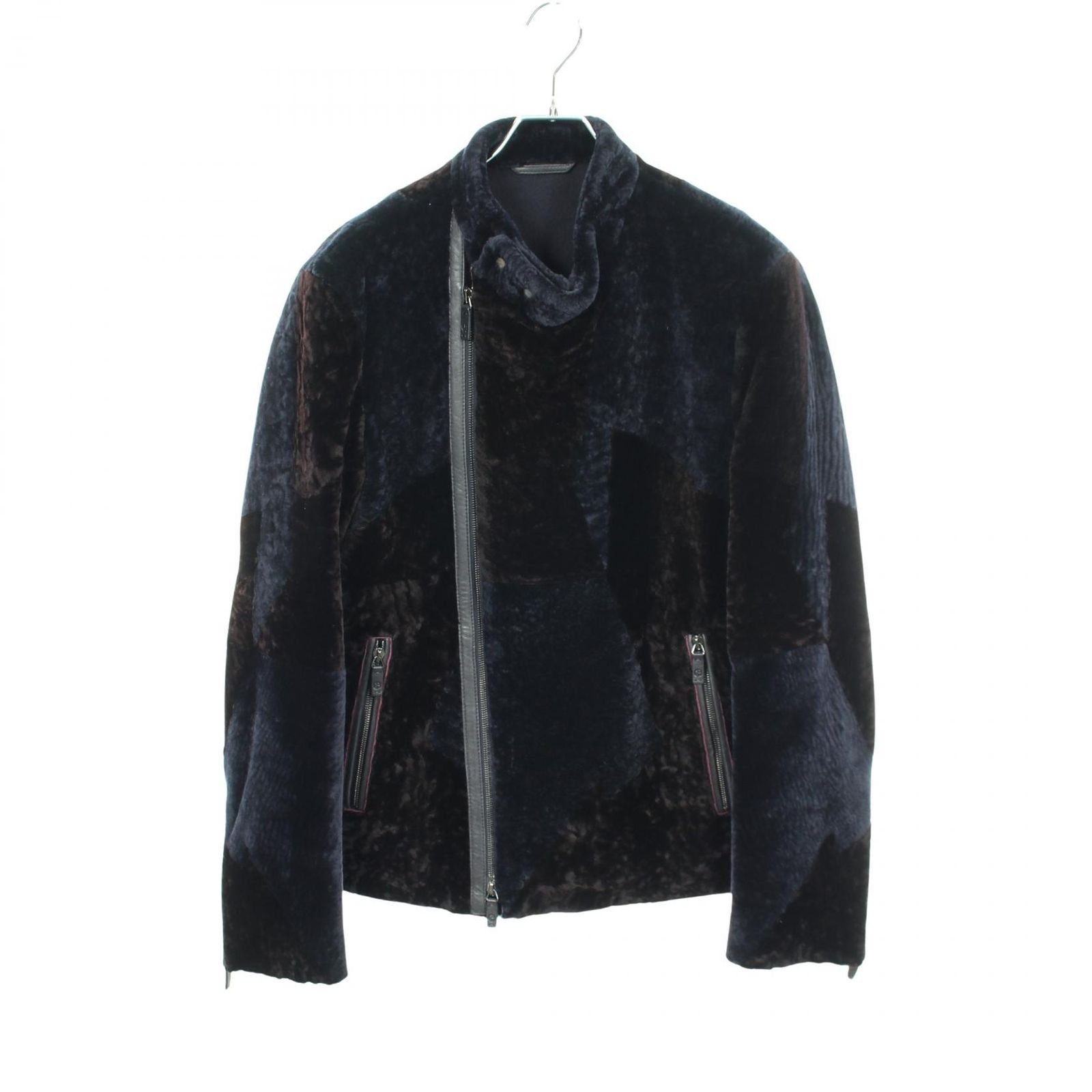 ジョルジオアルマーニ GIORGIO ARMANI ZSR02P ZSP03 レザー ブルゾン パッチワークムートンジャケット メンズ Used A