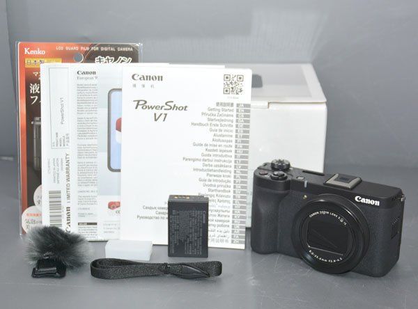 新品同様 元箱、ウインドスクリーン付 Canon キャノン PowerShot V1 コンパクト デジタルカメラ