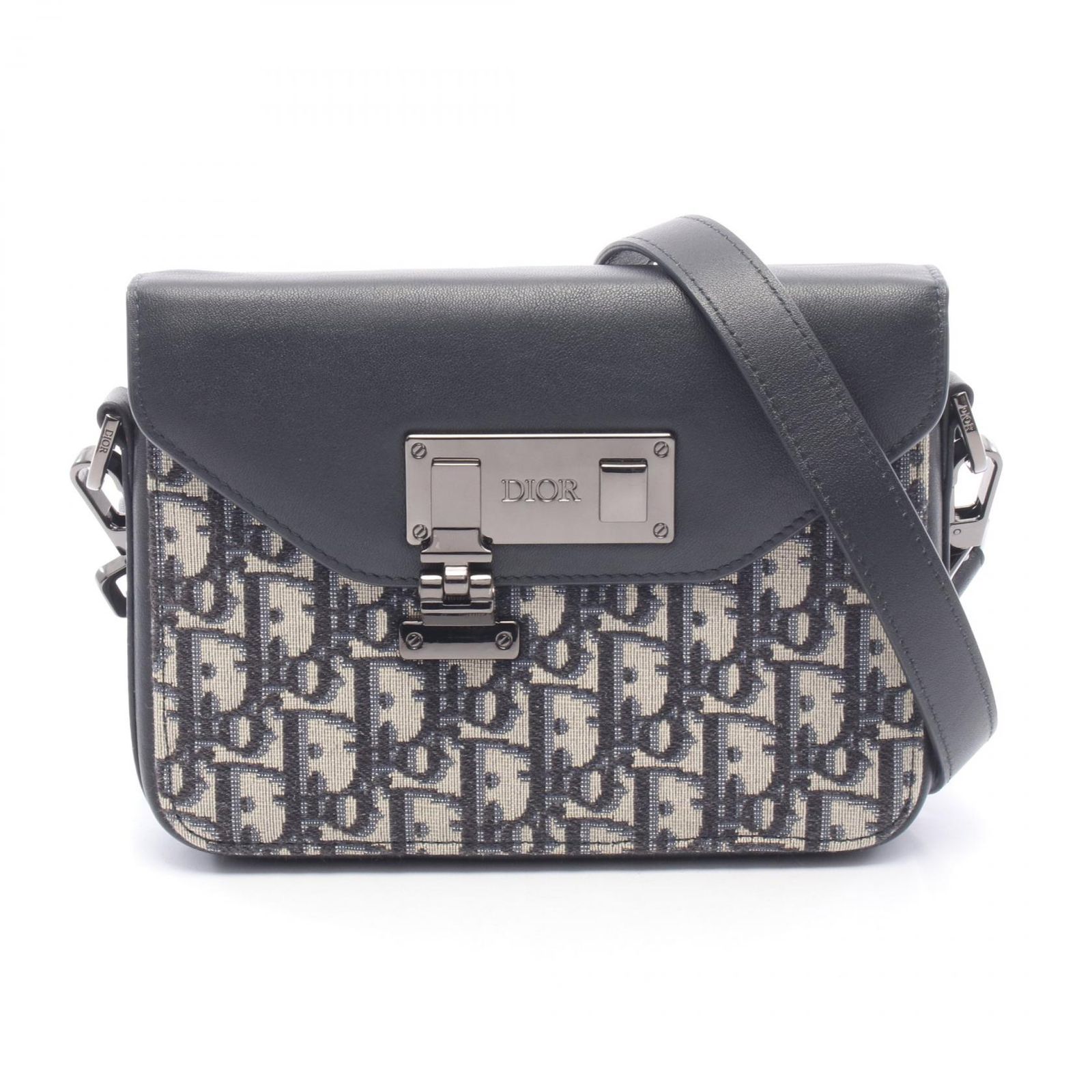 ディオール Dior ショルダーバッグ ディオールロック オブリーク ネイビー キャンバス レザー オブリーク DIOR LOCK ショルダーバッグ メンズ Used A