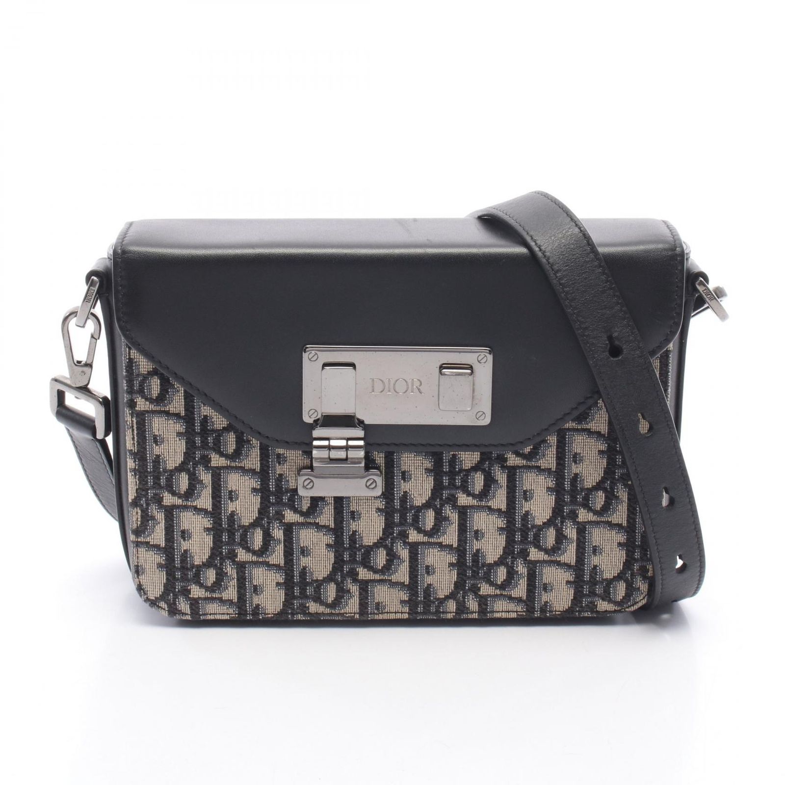 ディオール Dior ショルダーバッグ ディオールロック オブリーク ネイビー/ブラック キャンバス レザー オブリーク DIOR LOCK ショルダーバッグ メンズ Used A