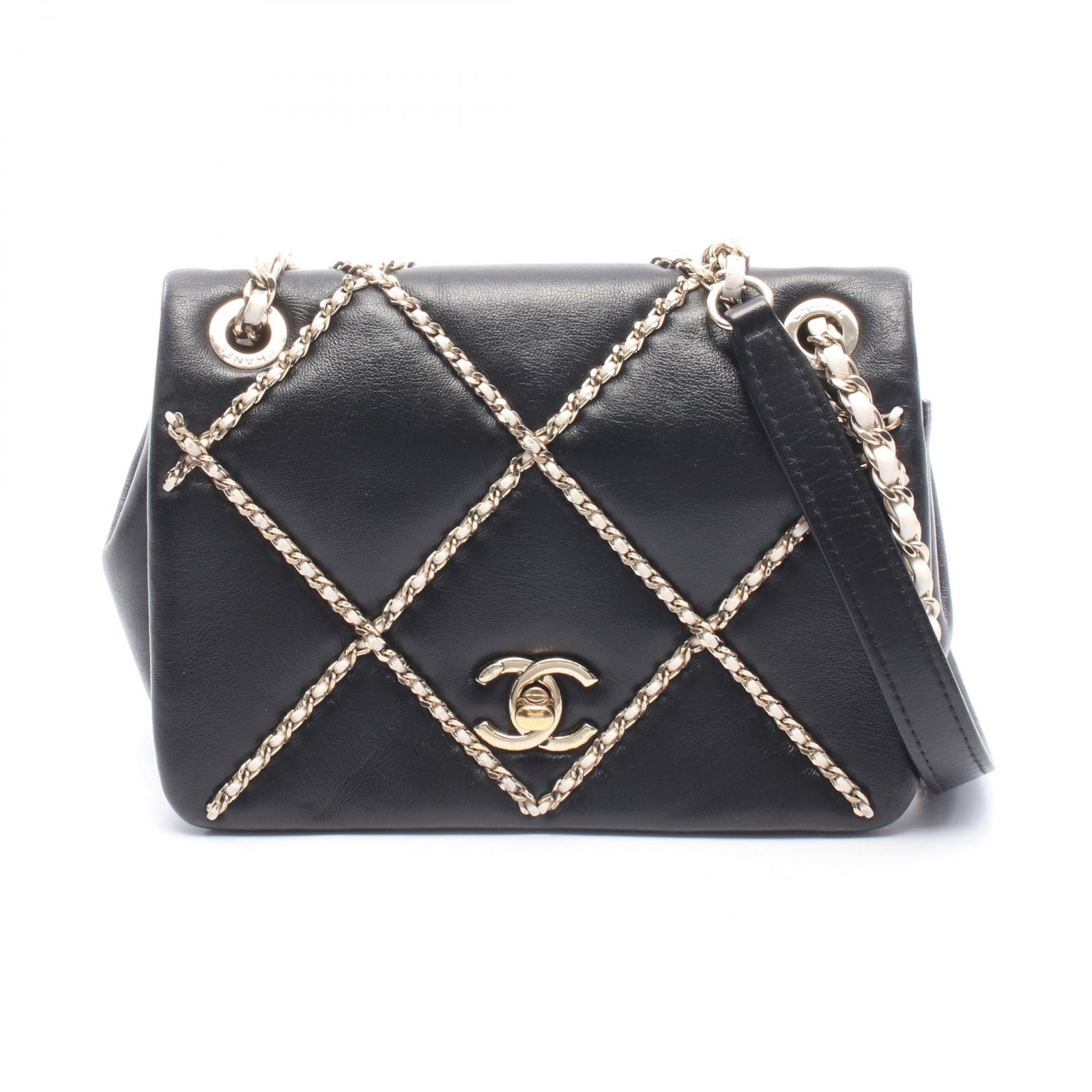シャネル CHANEL ショルダーバッグ マトラッセ ミニ ブラック ラムスキン(羊革) マトラッセ ミニ チェーンショルダー レディース Used A