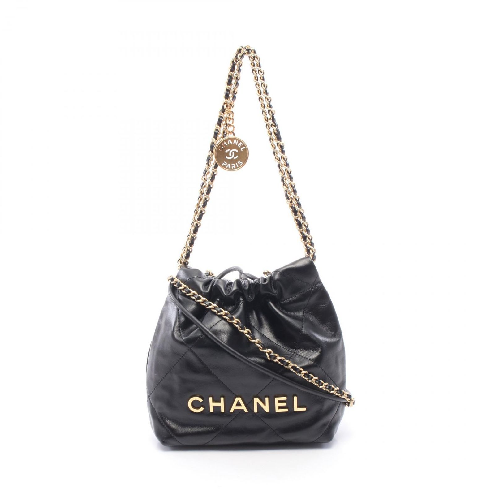 シャネル CHANEL ショルダーバッグ CHANEL 22 ミニ AS3980 ブラック レザー CHANEL22 マトラッセ ミニ チェーンショルダー レディース Used A
