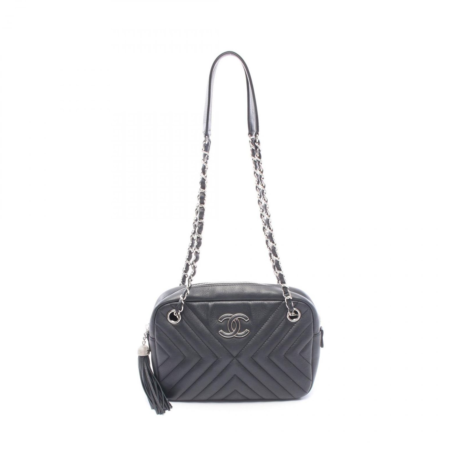 シャネル CHANEL ショルダーバッグ シェブロン Vステッチ タッセル 