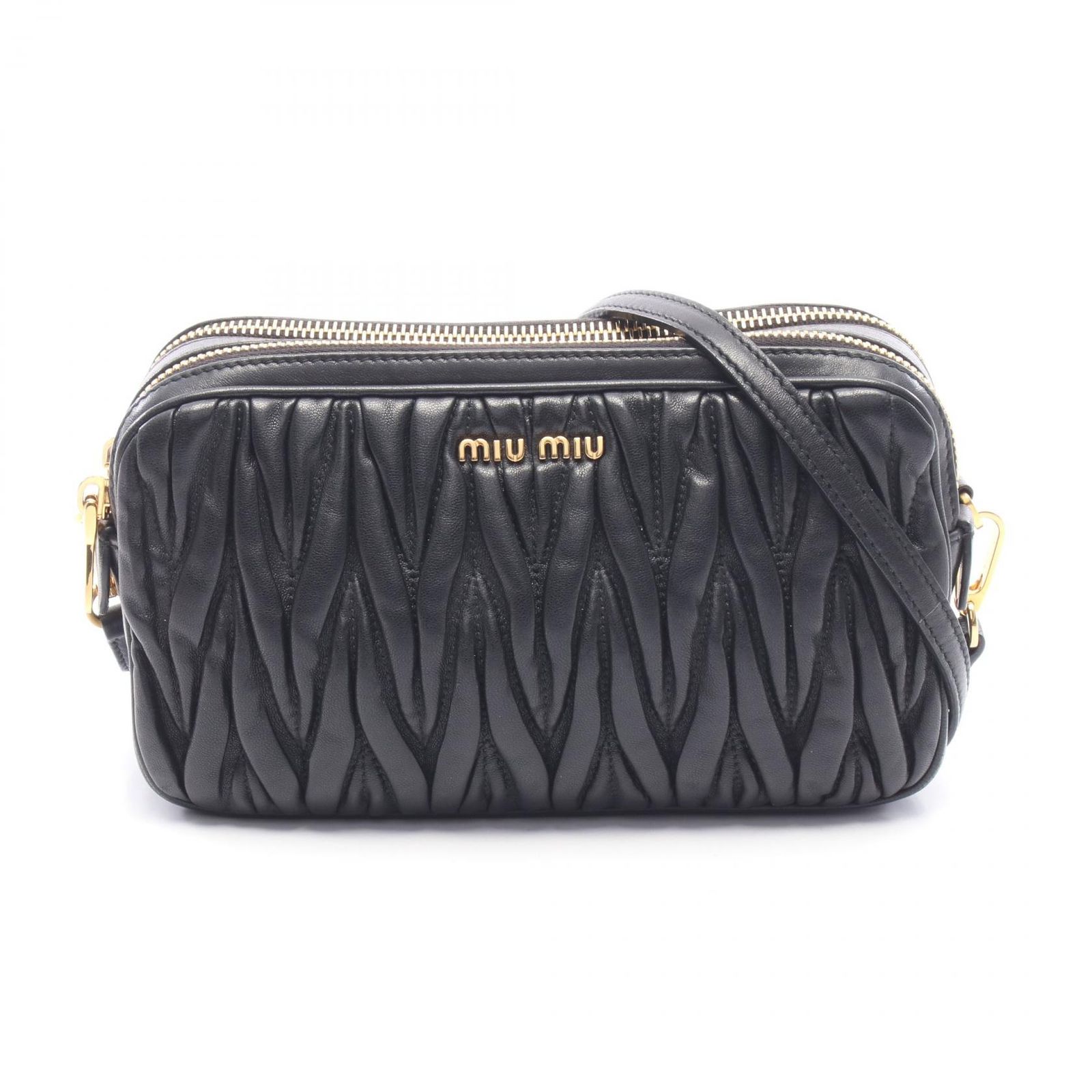 ミュウ ミュウ Miu Miu ショルダーバッグ MATELASSE マドラス カメラバッグ 5BH539 ブラック レザー マテラッセ ショルダーバッグ レディース Used A