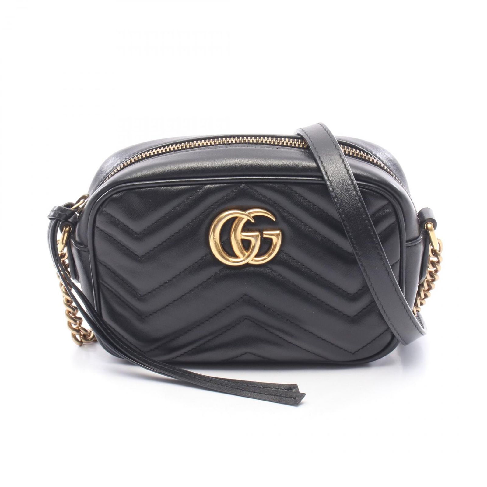 グッチ GUCCI ショルダーバッグ GGマーモント キルティング ミニバッグ 448065 ブラック レザー GGマーモント ミニ カメラバッグ レディース Used B