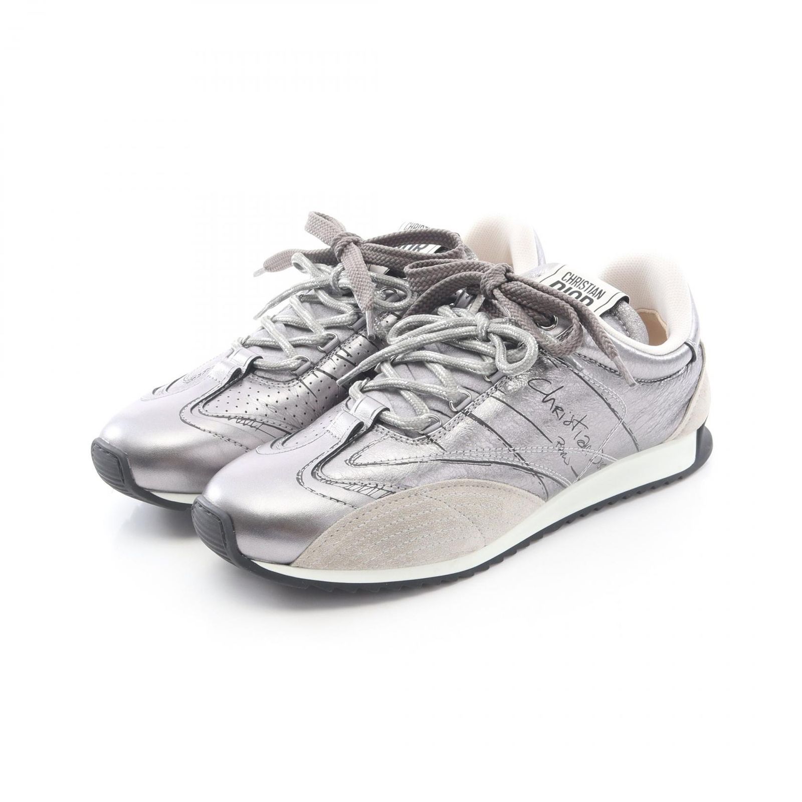 ディオール Dior スニーカー D-Sketch レザー スウェード スニーカー レディース Used A