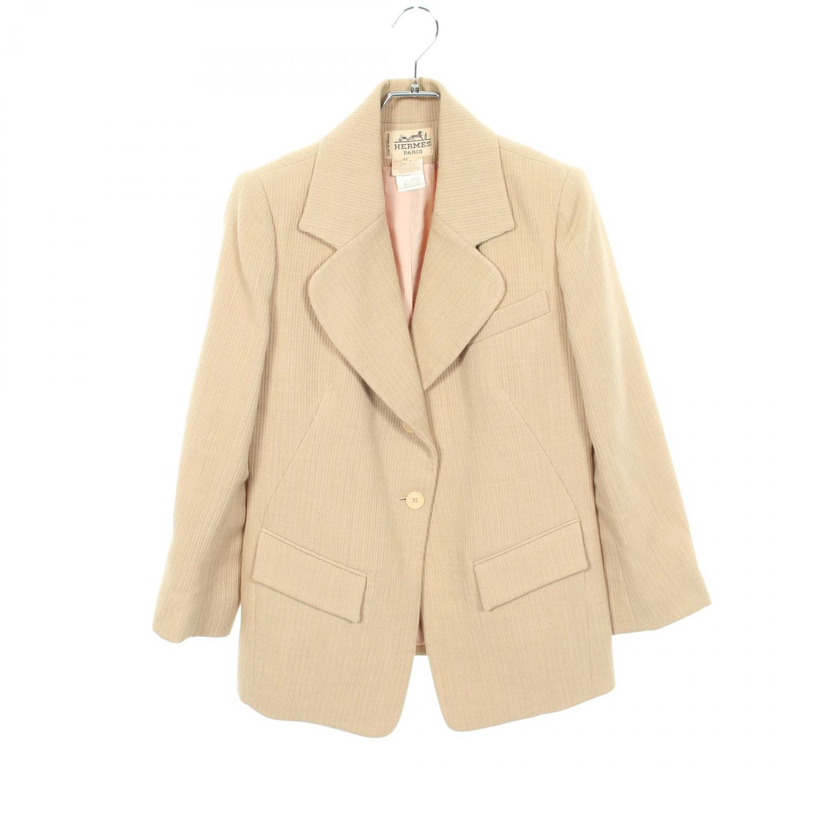 エルメス HERMES テーラードジャケット ベージュ ウール ジャケット レディース Used B