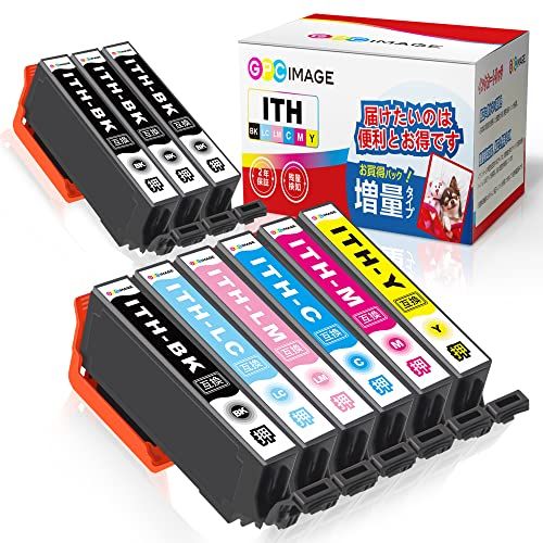 GPC Image イチョウ 互換インクカートリッジ ITH-6CL 6色パック+ ITH-BK 黒3本 (計9本) 増量タイプ エプソン(Epson)用 ITH イチョウ インク EP-811AB EP-811AW EP-709A EP-7 7711b902