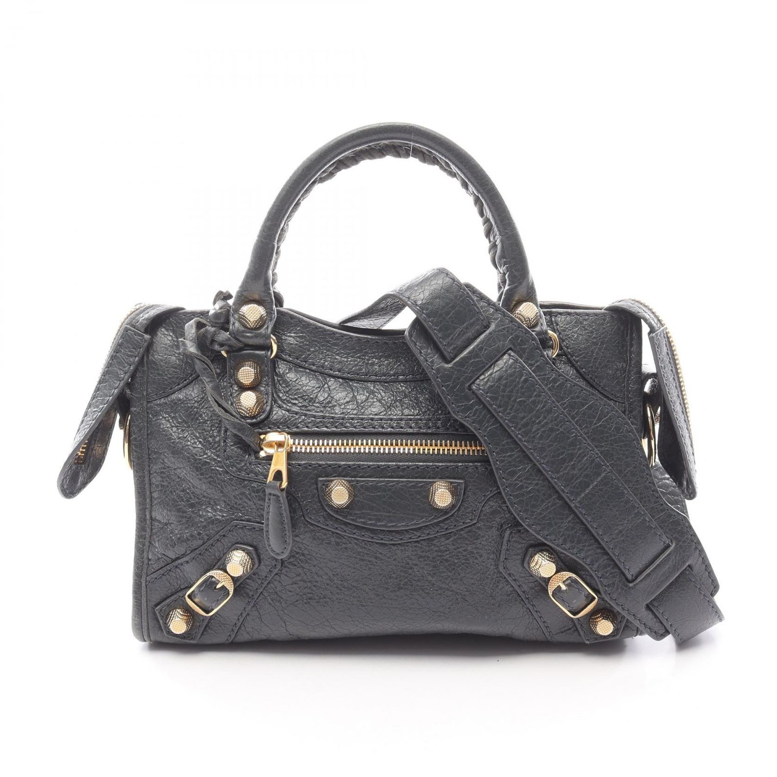 バレンシアガ BALENCIAGA ハンドバッグ クラシック ミニシティ チャコールグレー レザー クラシック ミニ シティ レディース Used B